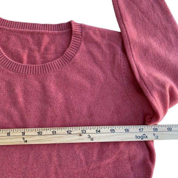 KELLOGG Women's 100% Cashmere Sweater S Coral Red Long Sleeve Crew Neck Pullover - Picture 3 of 6